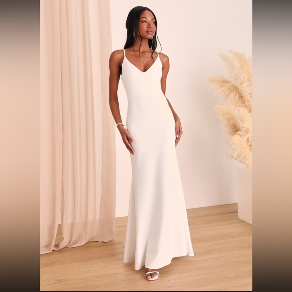 NWT Lulus Infinite Glory White Maxi Dress Size Small